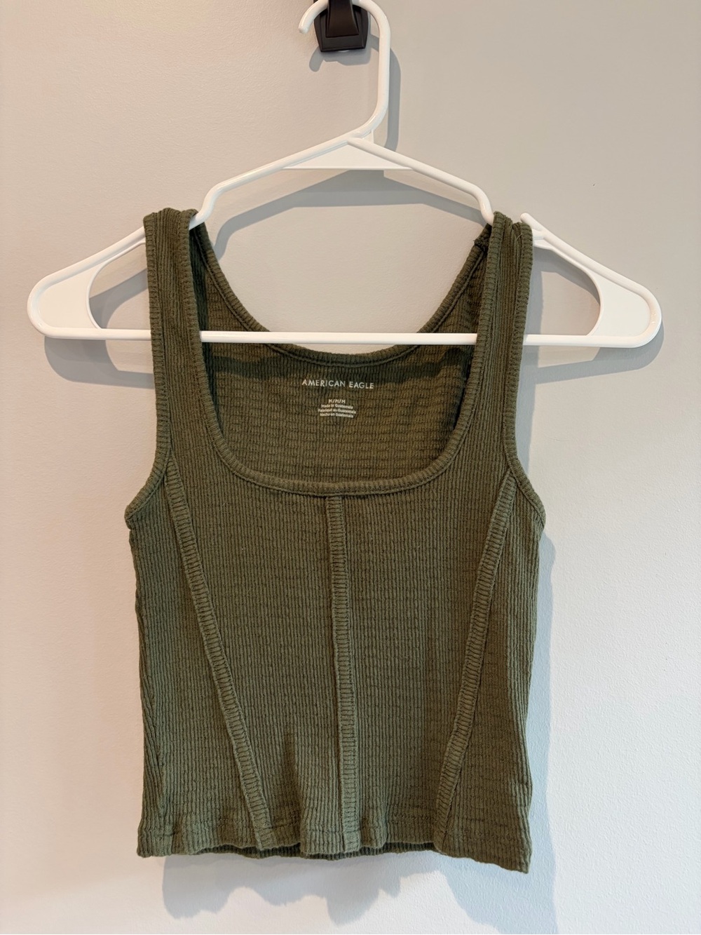American Eagle Outfitters Olive Ribbed Scoop Tank